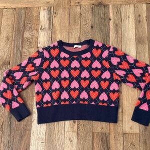 Crewcuts Navy Sweater with Pink & Red Heart Motif